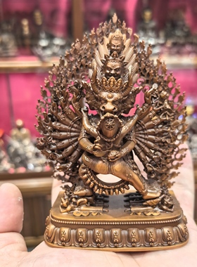 大威德金刚/大威德/独勇大威德/独雄/12cm 紫铜佛像梵天造像摆件