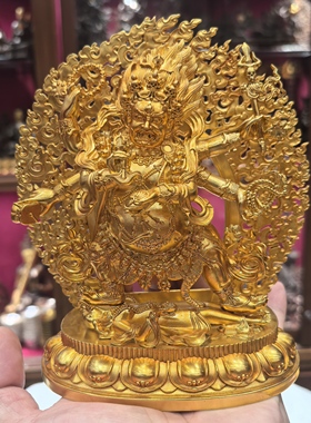 大黑天/六臂玛哈嘎拉/玛哈嘎拉/15cm金铜佛像藏传密宗供奉摆件