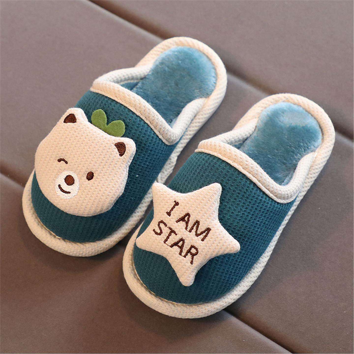 秋冬季儿童棉拖鞋男童女童家用亲子宝宝居家软底室内中大童毛拖鞋