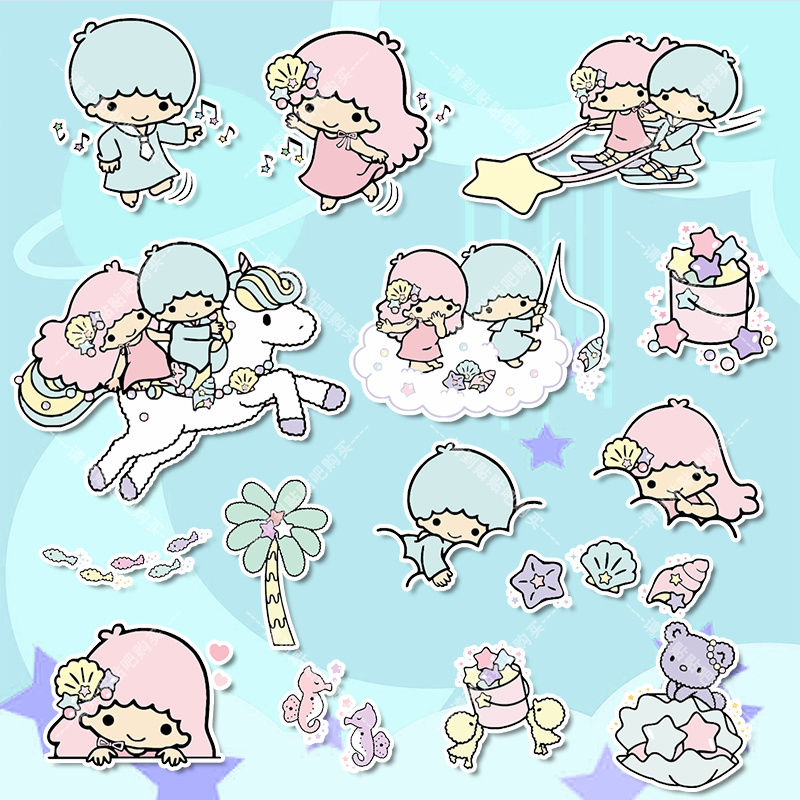电动车贴纸三丽鸥双子星可爱卡通创意装饰贴行李箱笔记本电脑ipad