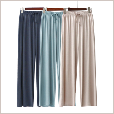 2025睡裤女休闲家居莫代尔长裤薄款纯棉高腰阔腿裤大码宽松可外穿
