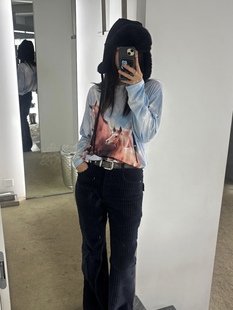 QUEENIE2026春新款 马年限定款红骏马印花长袖T恤上衣男女同款