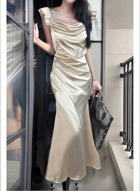 2025秋季新款法式鱼尾连衣裙高级感领证长裙订婚礼服晚礼服D3240