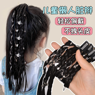 脏辫假发儿童女爵士舞麻花辫发饰甜酷辣妹环扣长辫子编发带拳击辫