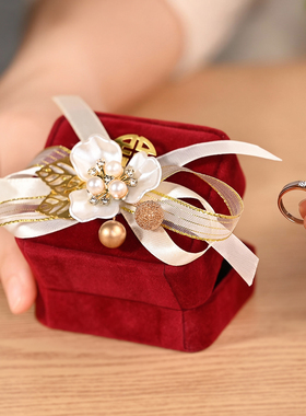 求婚戒指盒红色喜嫁创意仪式结婚对戒仿真一对情侣送礼物首饰盒子