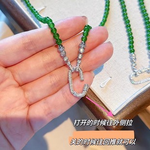 小米珠项链扣头配件翡翠扣头万能扣女穿珍珠DIY双开延长链项链扣