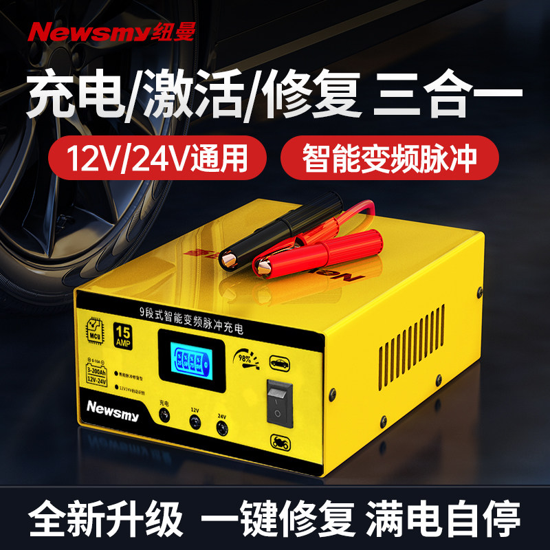 纽曼汽车电瓶充电器12v24