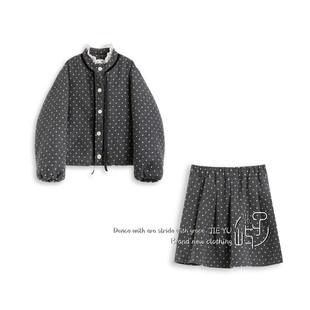 孑屿JIEYU 外套短裙两件套女 波点系带短款