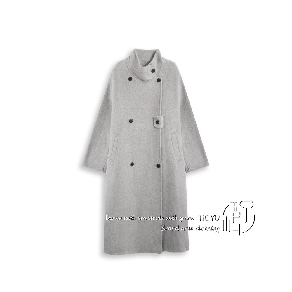 孑屿JIEYU 立领长款大衣毛呢外套
