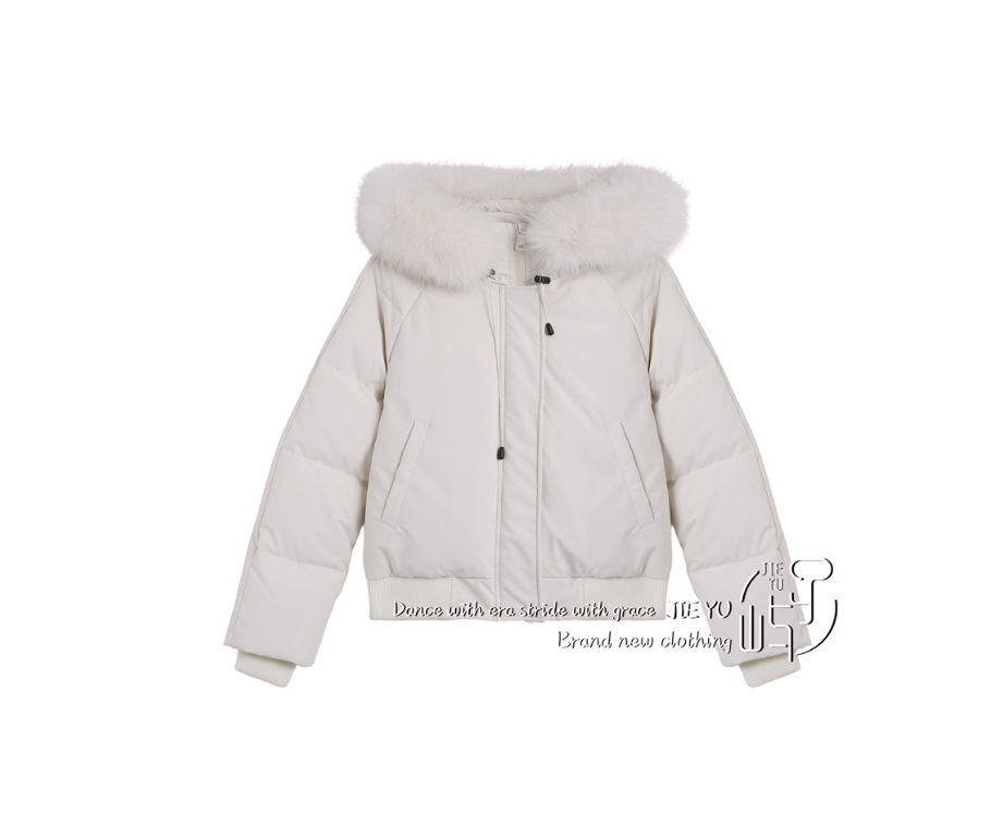 孑屿JIEYU 大毛领短款羽绒服2025冬季新款韩系外套