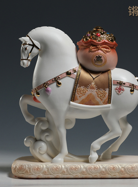 锵锵陶瓷马上发财马摆件马上有钱办公室招财马摆件客厅装饰礼品