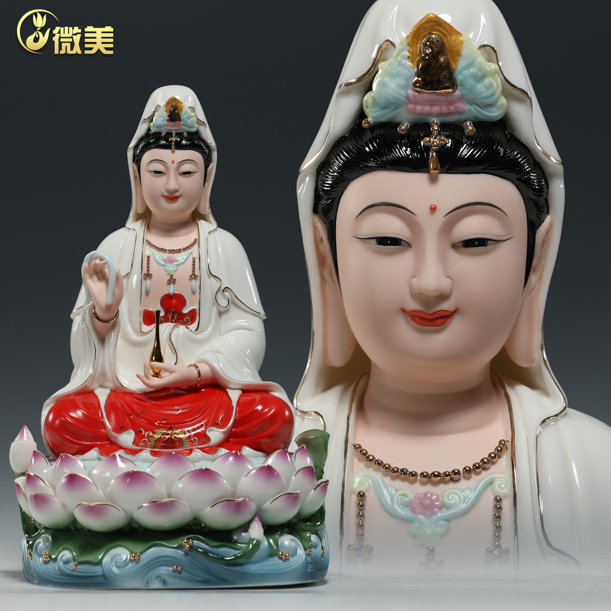 锵锵陶瓷12至20寸四圣摆件