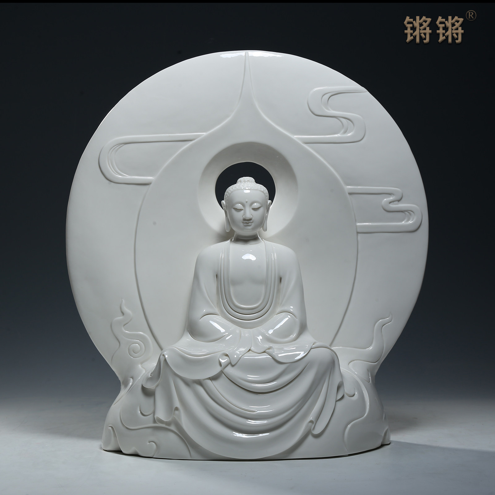 锵锵一叶一菩提白瓷如来佛像赖瑞攀大师如来佛祖像家用禅意摆件