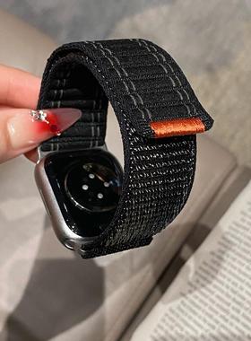 适用苹果手表S10尼龙iwatch十代秋冬表带Ultra3魔术贴s987柔软SE2
