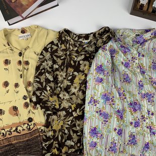 308 中古复古田园森系百搭街拍衬衣 vintage日制古着精美法式 衬衫