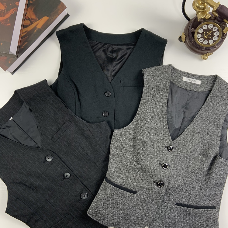 vintage日制古着西装马甲羊毛背心马甲英伦街拍复古文艺马甲-25