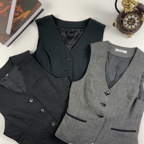 vintage日制古着西装马甲羊毛背心马甲英伦街拍复古文艺马甲-25