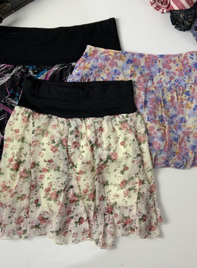 vintage日制古着蛋糕裙古早风少女夏款半身裙甜美软妹碎花短裙389