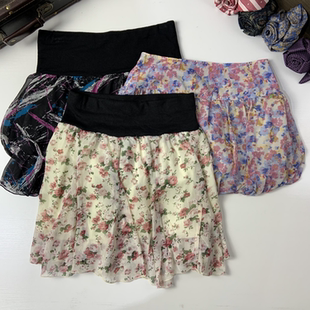 vintage日制古着蛋糕裙古早风少女夏款 半身裙甜美软妹碎花短裙389