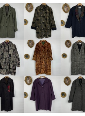 vintage古着日制大衣复古秋冬阔版年代感男女款大衣外套-821