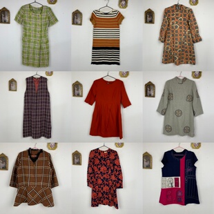 vintage古着日制羊毛连衣裙女士长款 英伦通勤设计感秋冬长裙775