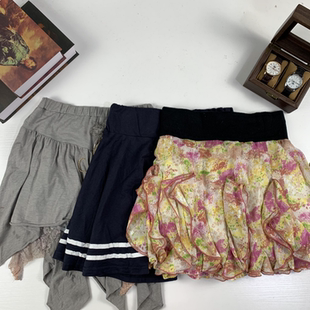 vintage日制古着蛋糕裙古早风少女夏款 145 半身裙甜美青春超短裙