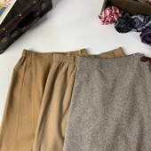 vintage古着日制秋冬毛半裙港风复古文艺优雅简约风文艺A字裙524