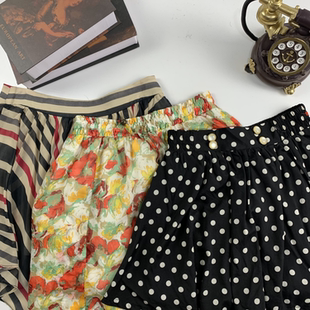 vintage日制古着蛋糕裙古早风少女夏款 142 半身裙波点碎花超短裙