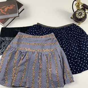 vintage日制古着蛋糕裙古早风少女夏款 半身裙甜美软妹碎花短裙423