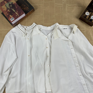 vintage日制古着精品优雅风白衬衫 刺绣立体提花宫廷风衬衣108 法式