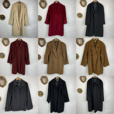 vintage古着日制男女长款羊毛大衣复古秋冬高知阔版大衣外套-489