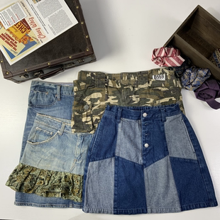 vintage日制古着牛仔裙古早风少女夏款 437 半身裙辣妹y2k百搭短裙