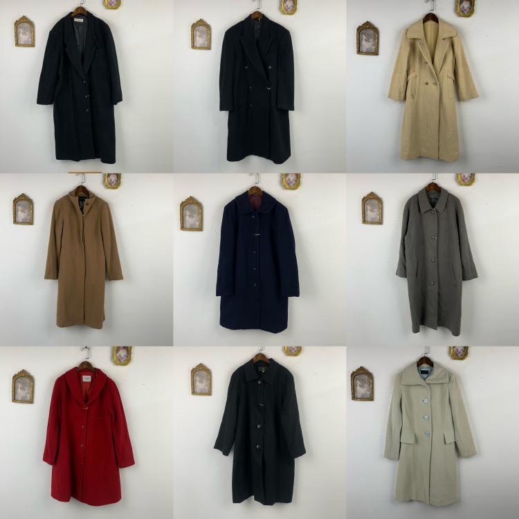 vintage古着日制羊毛大衣复古日系秋冬简约阔版男女款大衣外套701