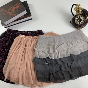 vintage日制古着蛋糕裙古早风少女夏款 119 半身裙可爱超短裙