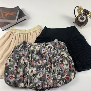 vintage日制古着蛋糕裙古早风少女夏款 半身裙甜美软妹格纹短裙382