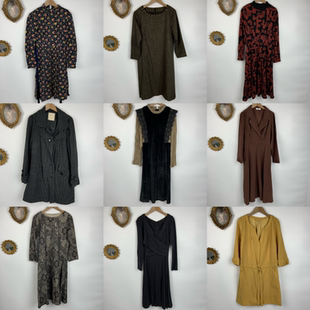 vintage古着日制羊毛连衣裙女士长款长袖复古怀旧风秋冬长裙503