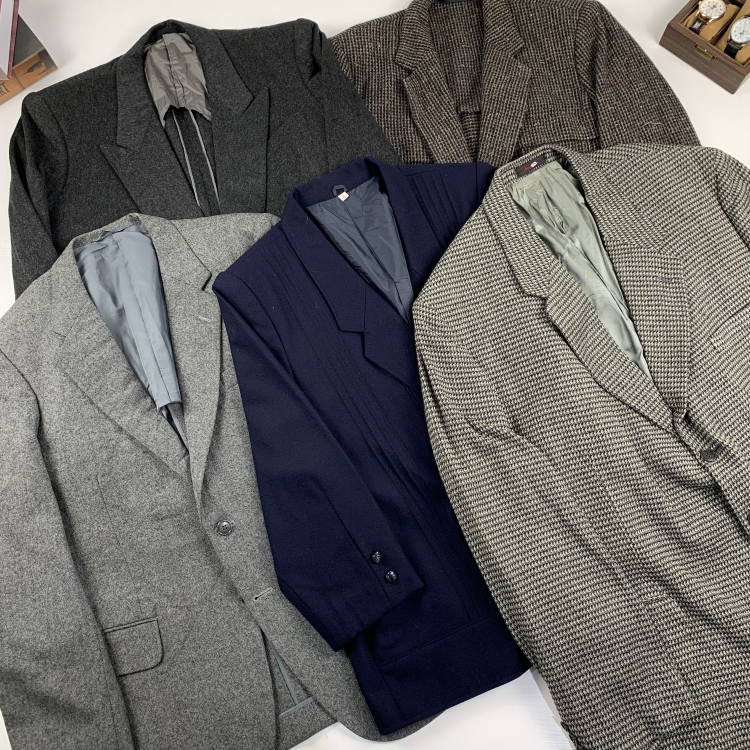 vintage古着日制粗花呢男女西装Harris Tweed呢复古休闲西服-94