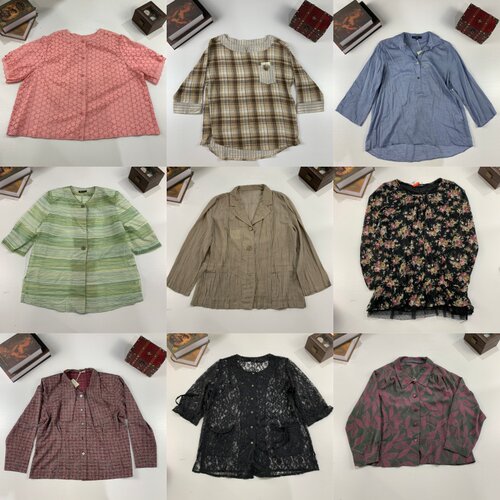 vintage日制古着日系休闲衬衫宽松舒适日常拼色怀旧风衬衣-942