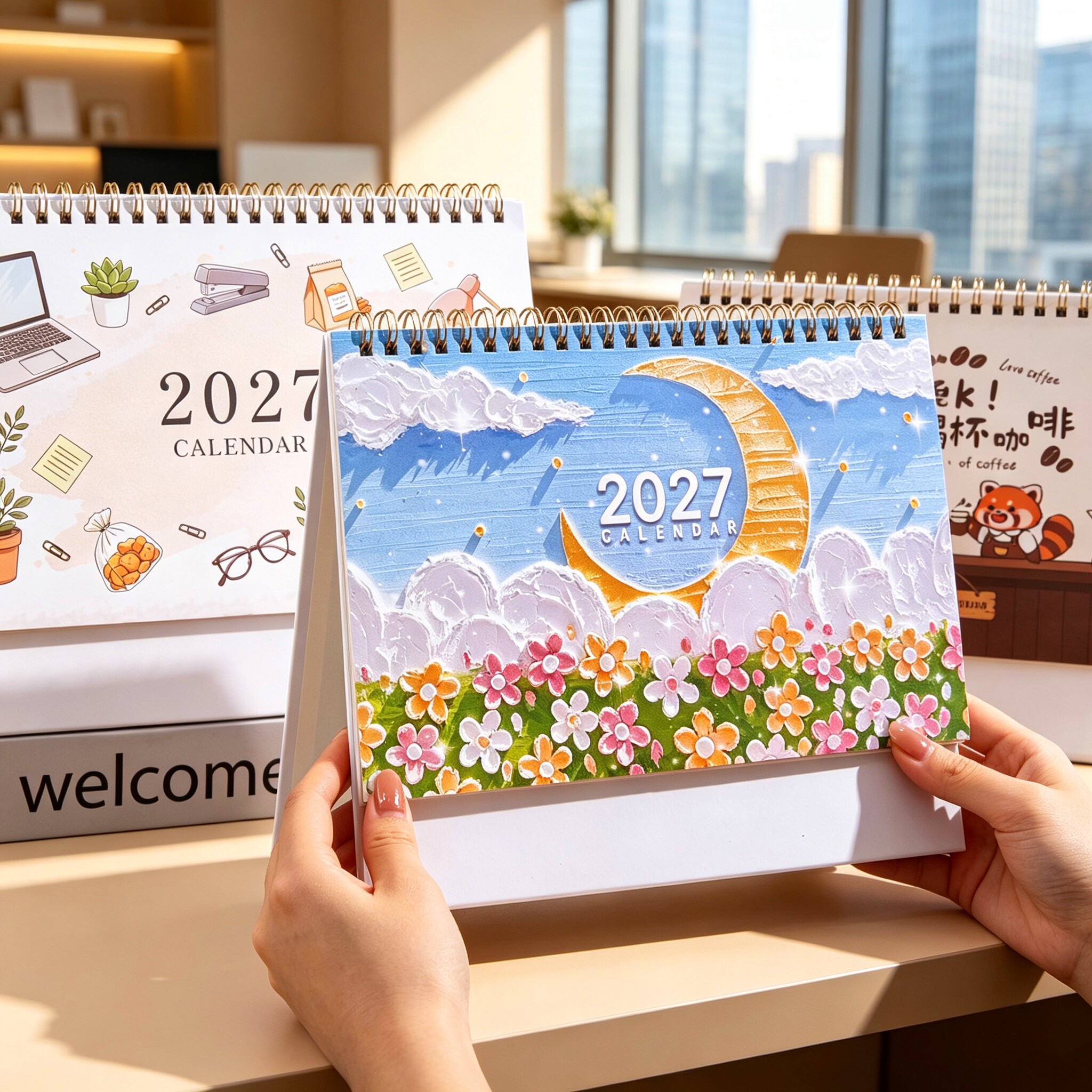 2027年台历定制新款日历创意带便签办公室桌面摆件月历自律打卡工作记事羊年计划本2026公司企业广告logo定做图片