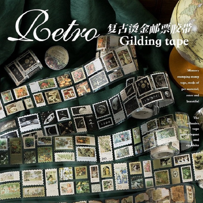 复古往来回忆烫金邮票胶带文艺烫金邮戳手帐手机壳打底装饰贴纸
