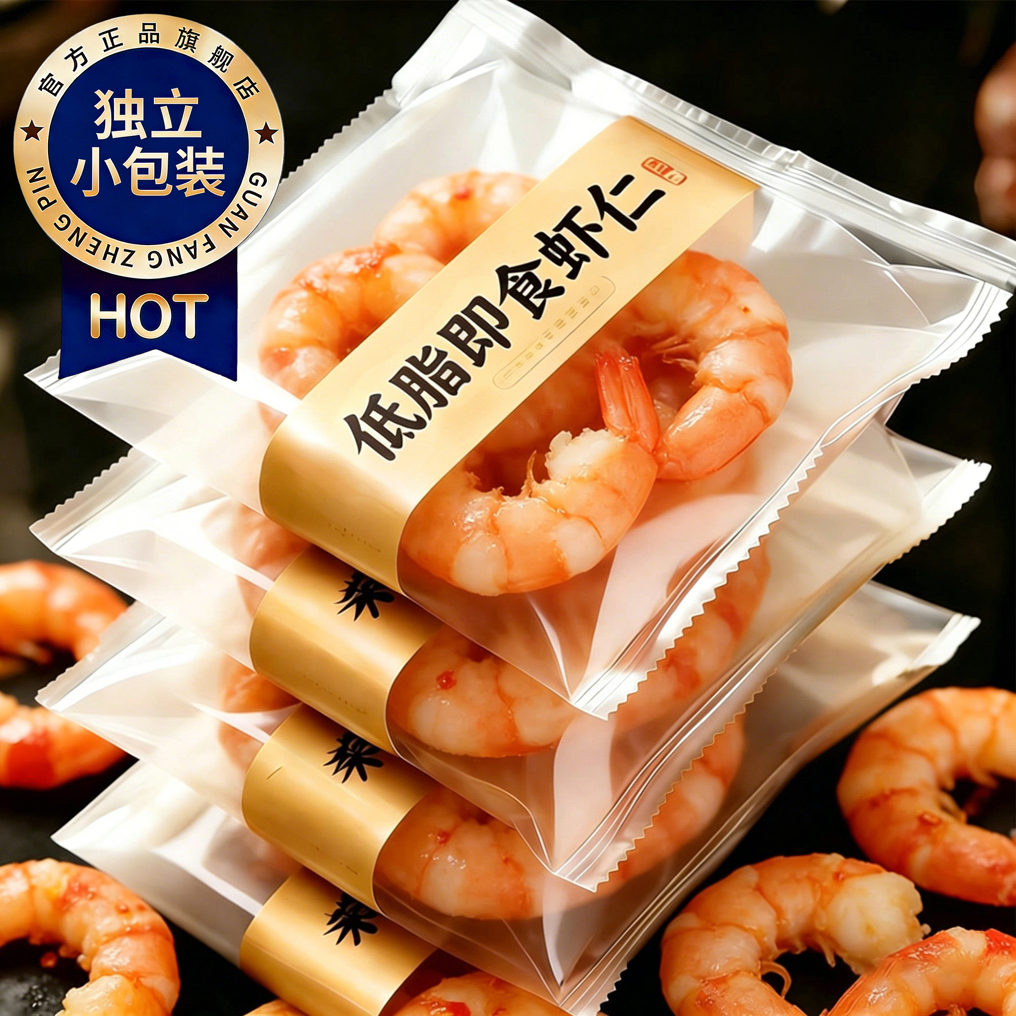 虾仁减脂即食健身低脂高蛋白开袋即食香辣虾肉营养零食官方旗舰店图片