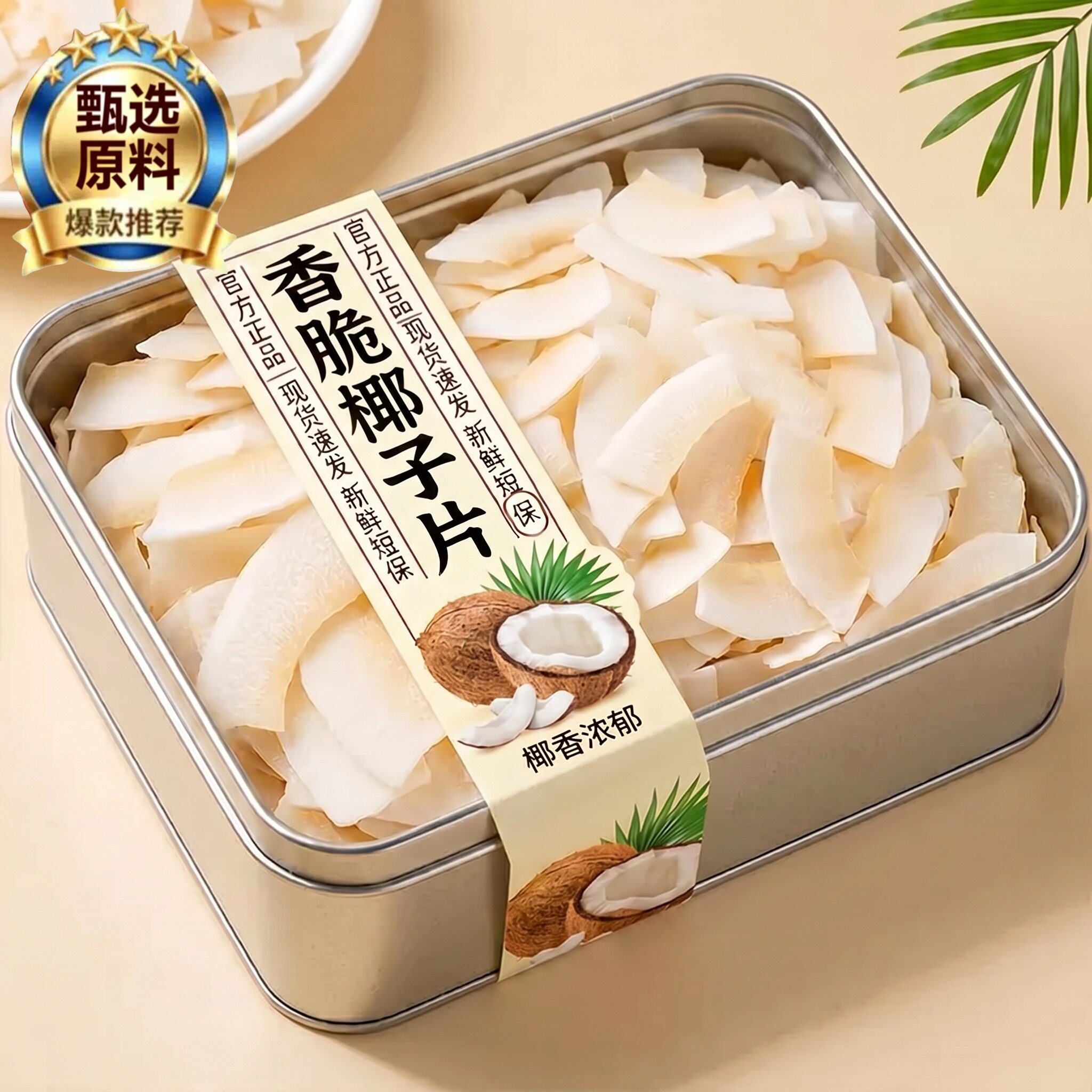 椰子片海南特产官方旗舰店正宗无糖新鲜原味椰子片无添加零食脆片