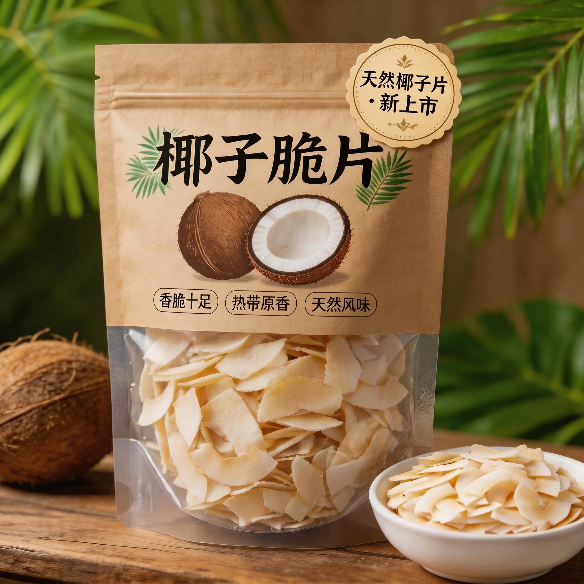 椰子片海南特产官方旗舰店正宗无糖新鲜原味椰子片无添加零食脆片