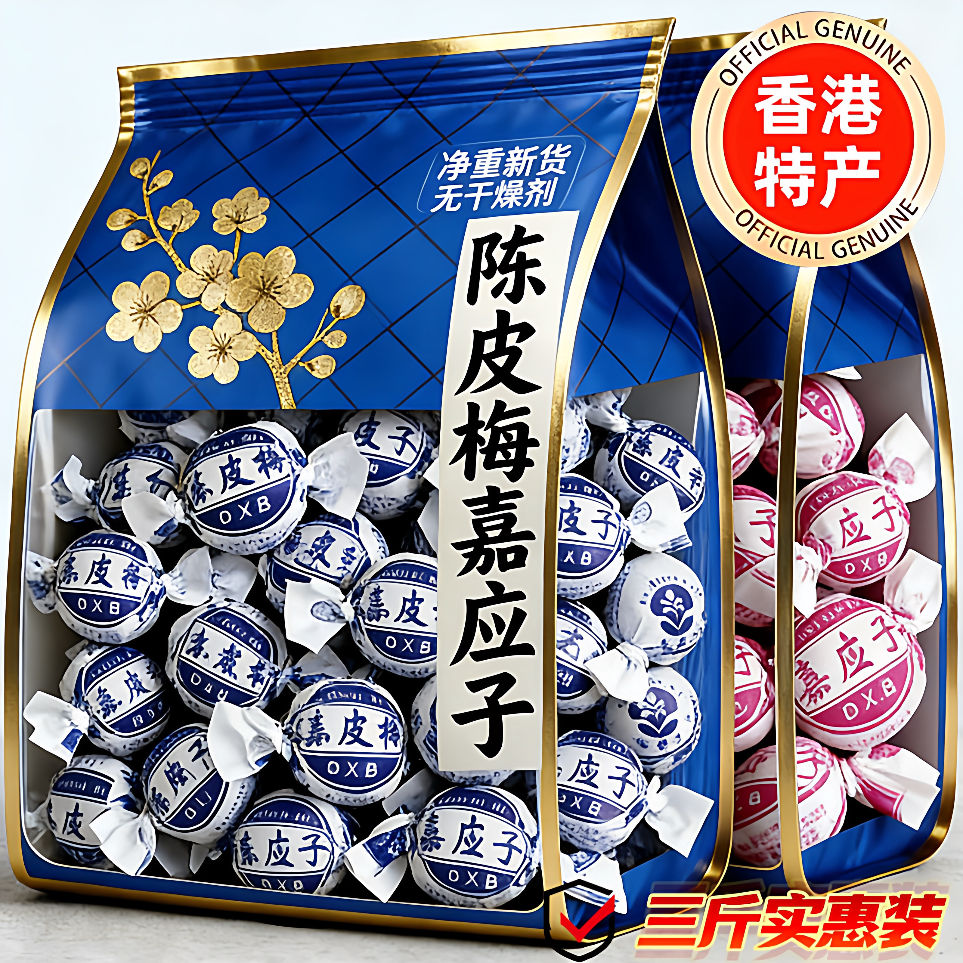 香港陈皮梅500g软糖嘉应子正宗年货老式纸包话梅糖果好物官方旗舰