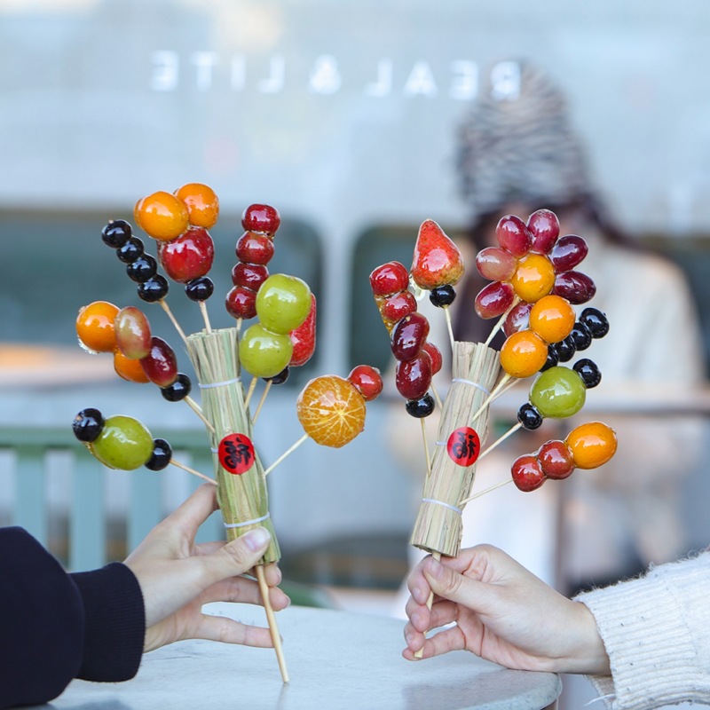 迷你糖葫芦稻草把子打卡拍照网红展示架草架子冰糖葫芦迷你草靶子