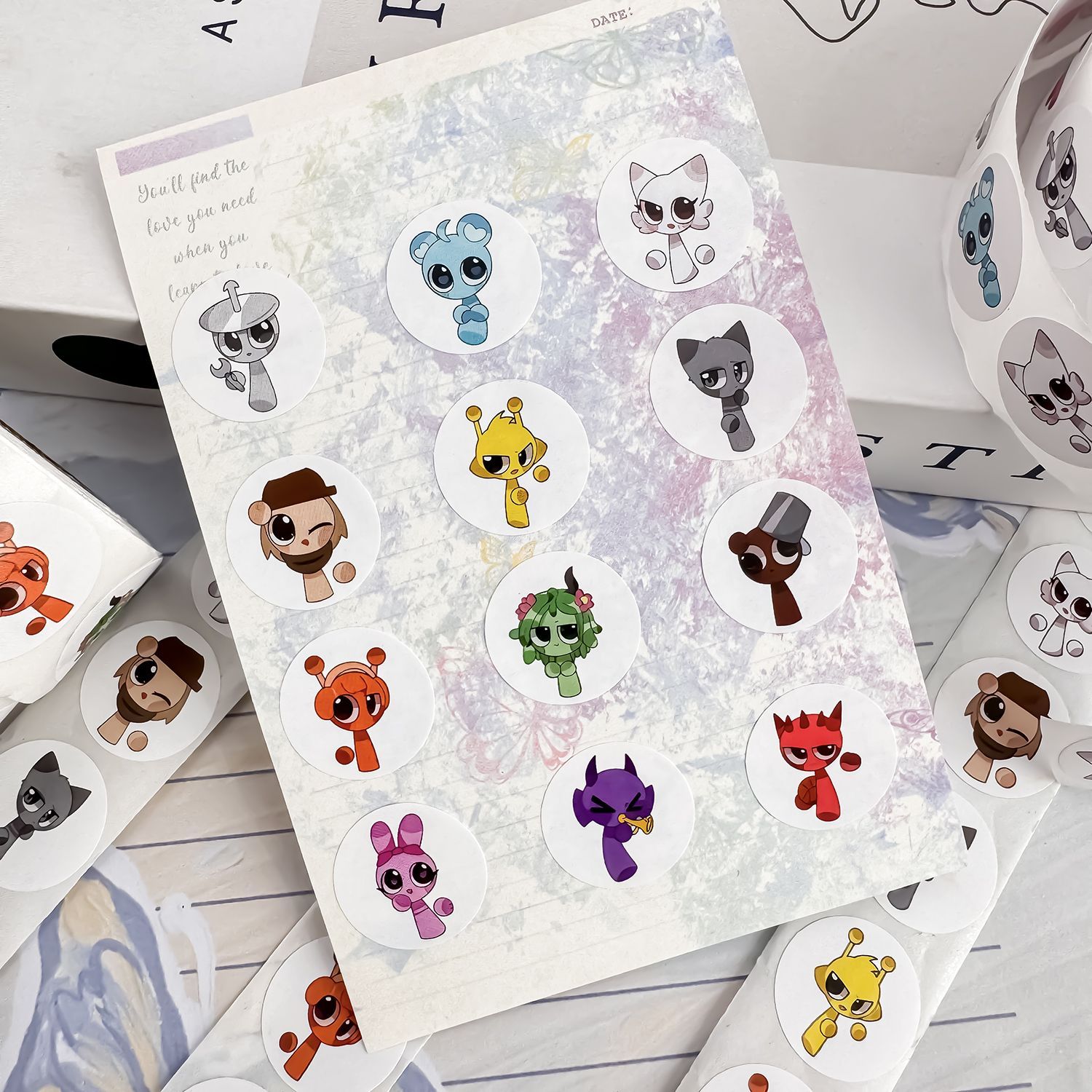 卡通节奏盒子卷卷贴可爱sprunki