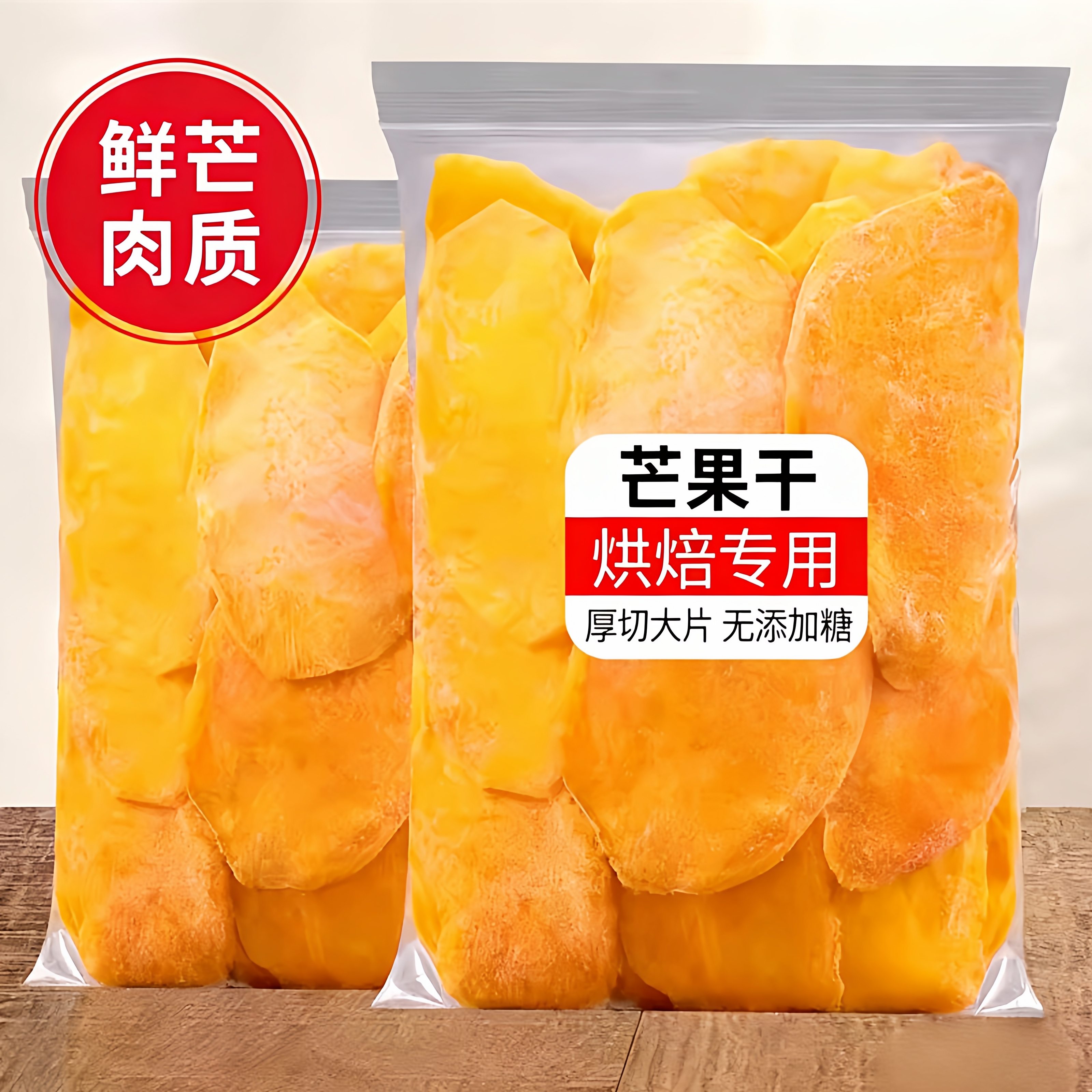 芒果干烘焙专用雪花酥大片厚切天然无糖无添加零食果脯官方旗舰店
