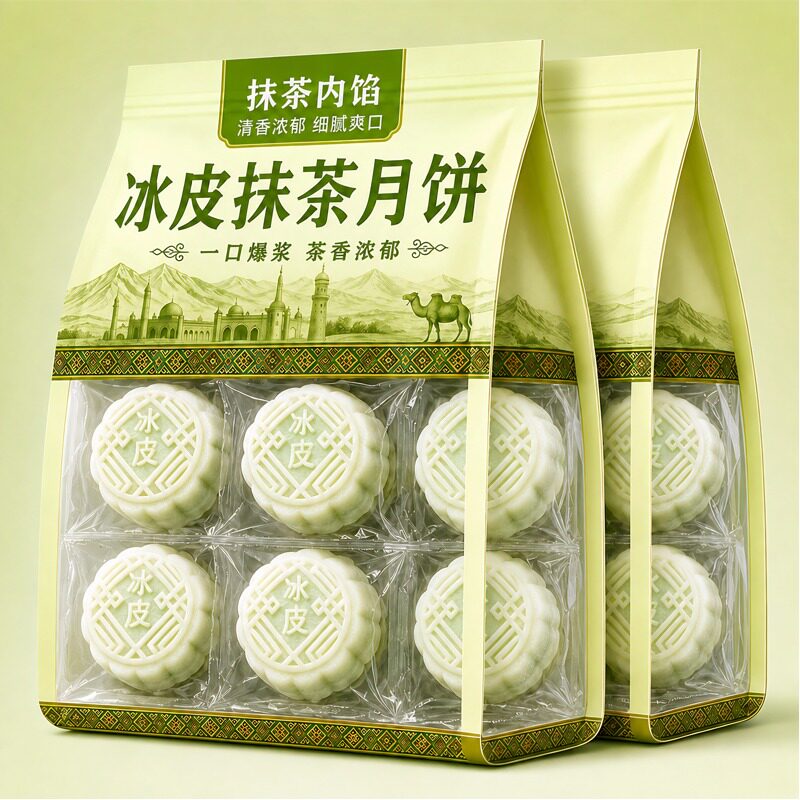 抹茶月饼冰皮龙井馅料月饼爆浆中秋贵州糕点点心雪媚娘官方旗舰店