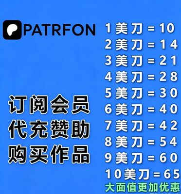 patreon代充会员 赞助订阅代下作品赠送 效率超高 响应发货迅速