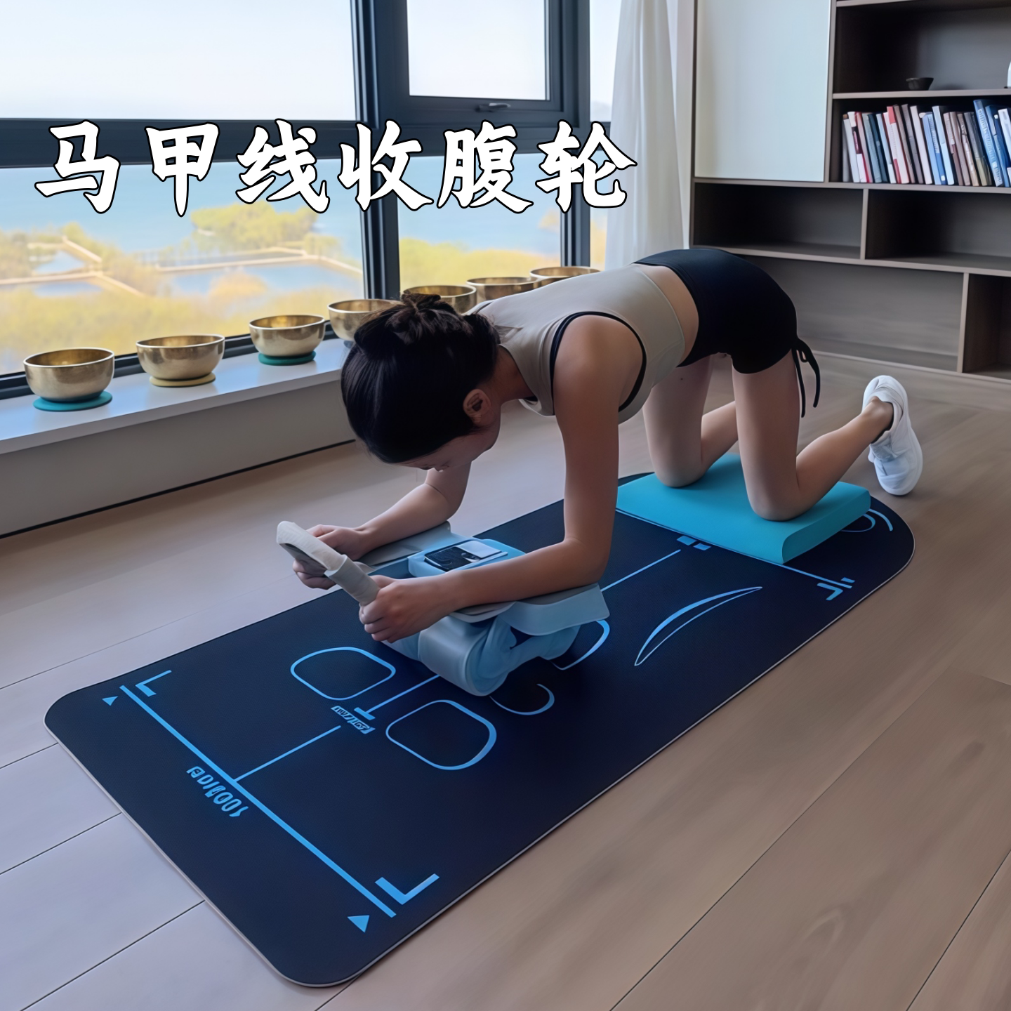 健腹轮自动回弹计数收腹卷腹练腹肌男女家用肘撑滚轮运动健身器材